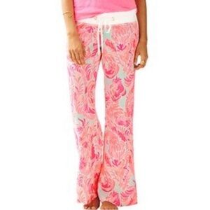 Lilly Pulitzer Poolside Blu Love Birds The Beach Pant large nwt a40